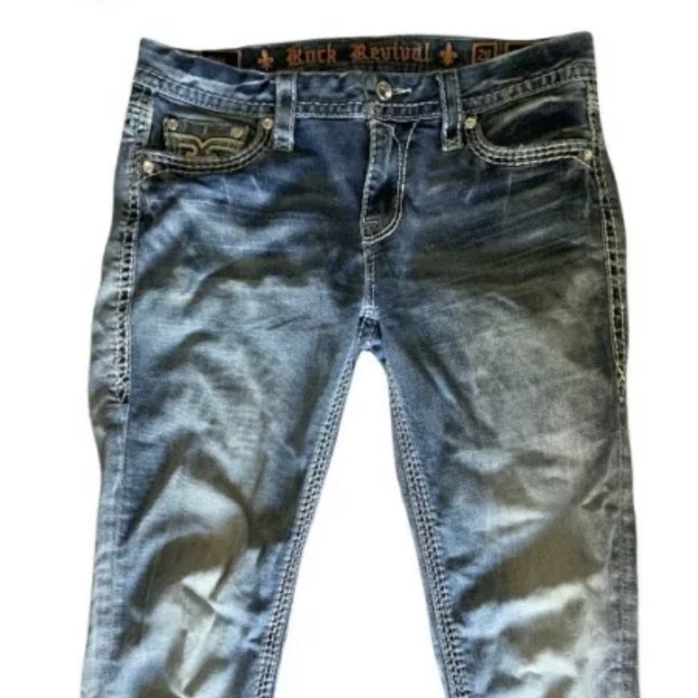 Rock Revival Kyla Blue Jeans Womens Tag 26 Mid-Rise Ankle Skinny